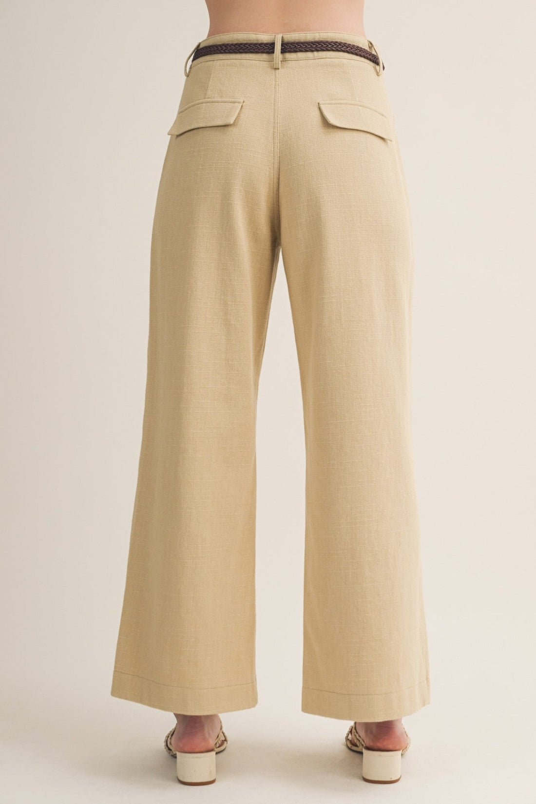 ALICIA KHAKI BELTED PANTS