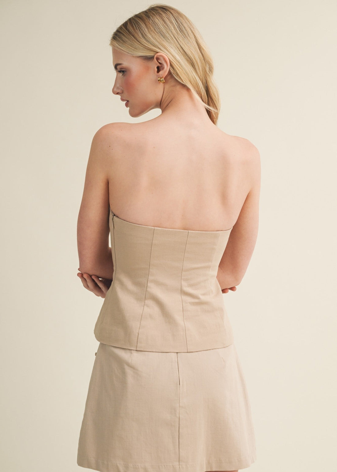 JAZMYN BEIGE BANDEAU TOP