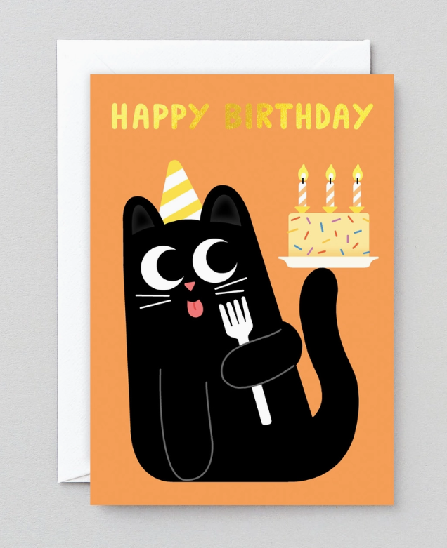 Happy Birthday Cat Cake Card