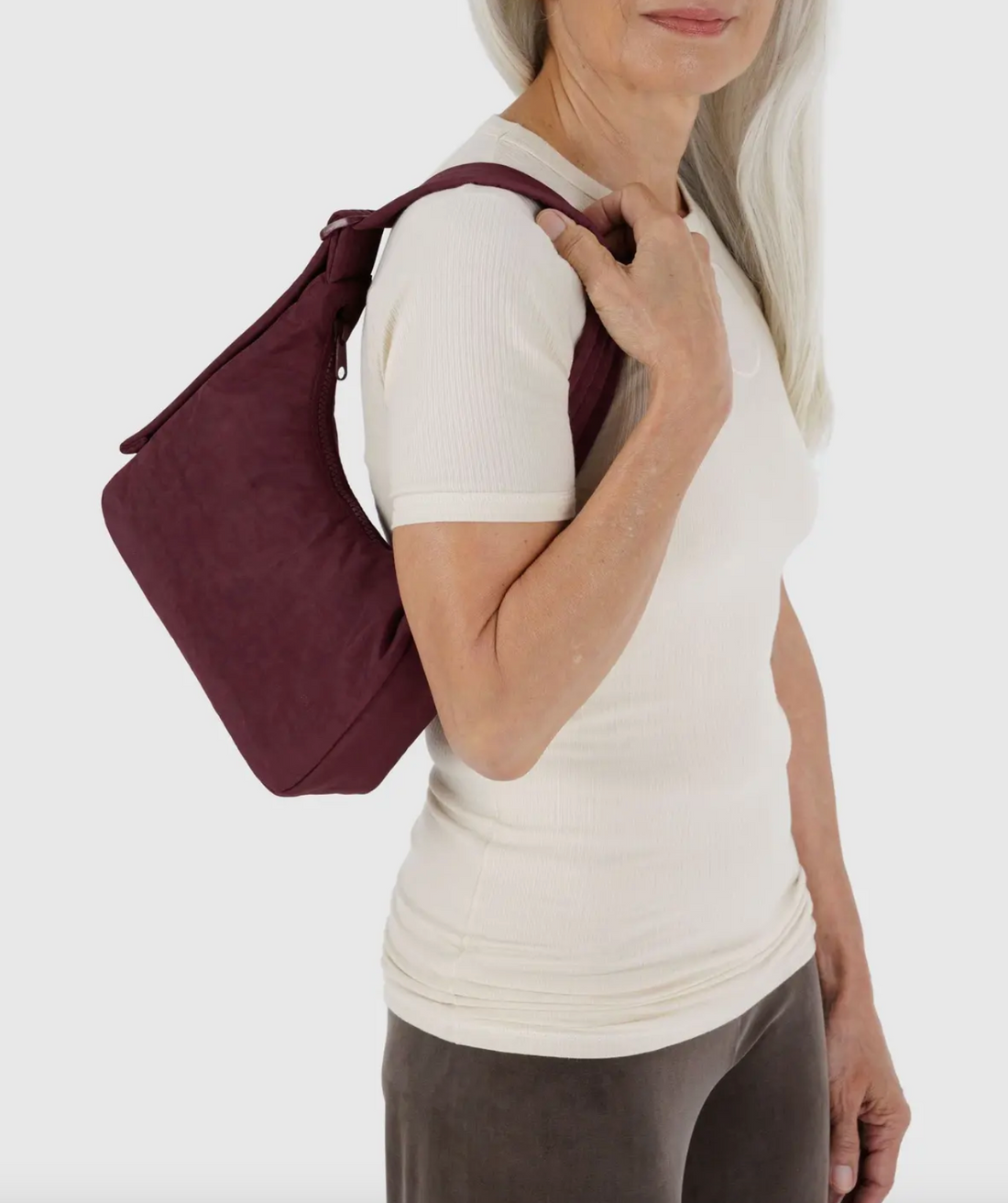 Mini Nylon Shoulder Bag - Mahogany