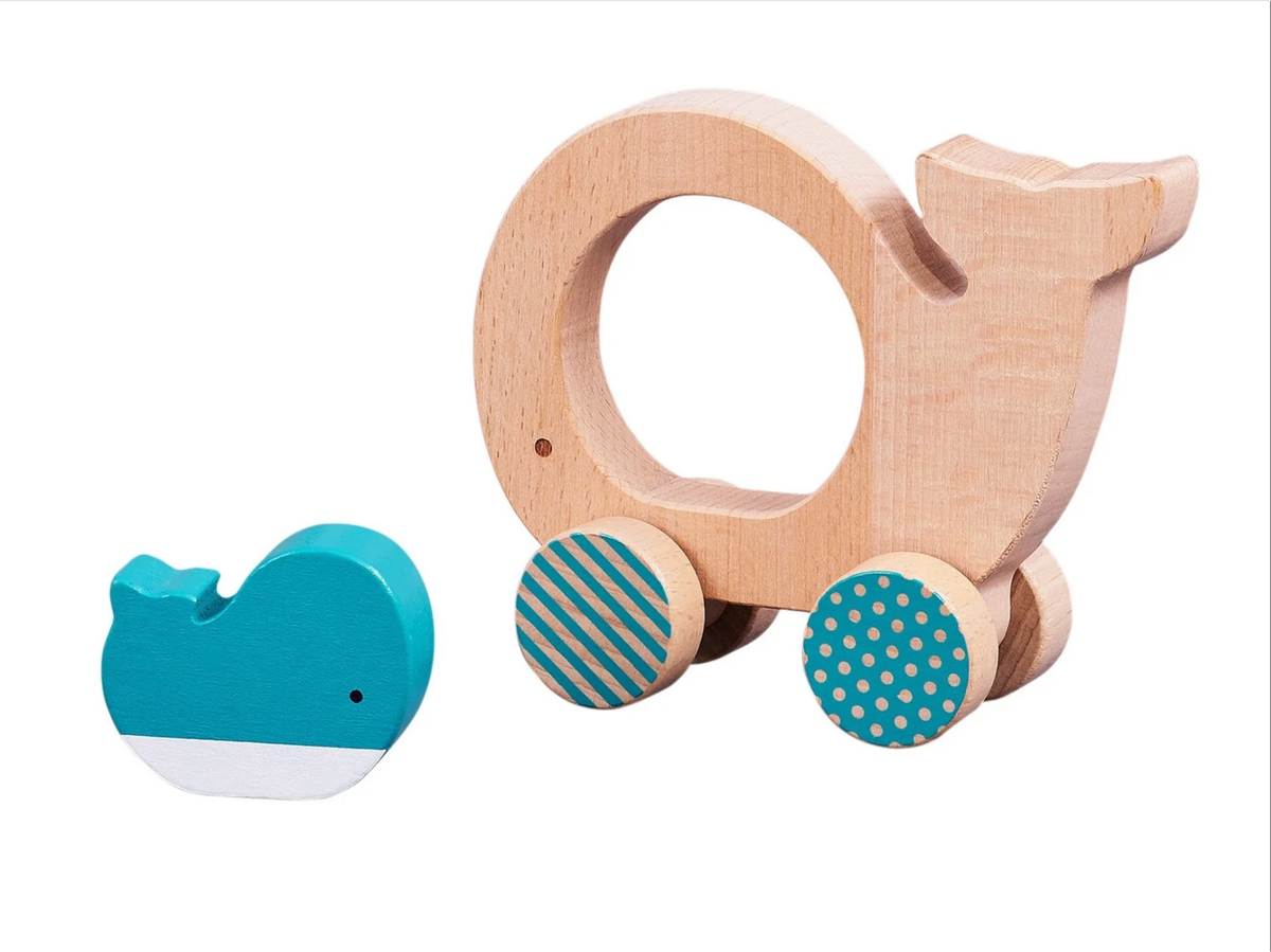 Wooden Push Along Whale Toy
