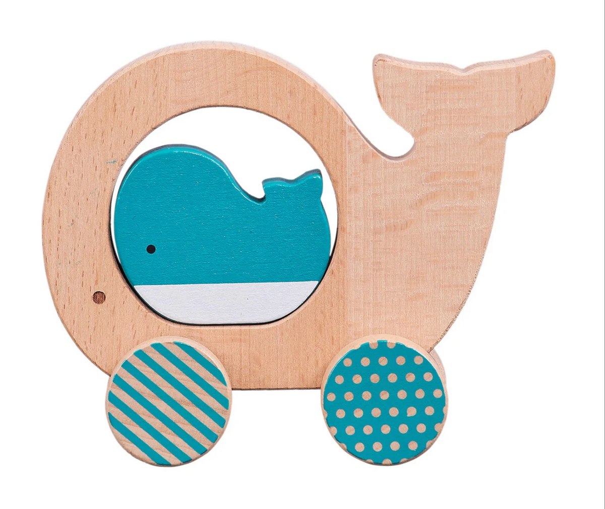 Wooden Push Along Whale Toy