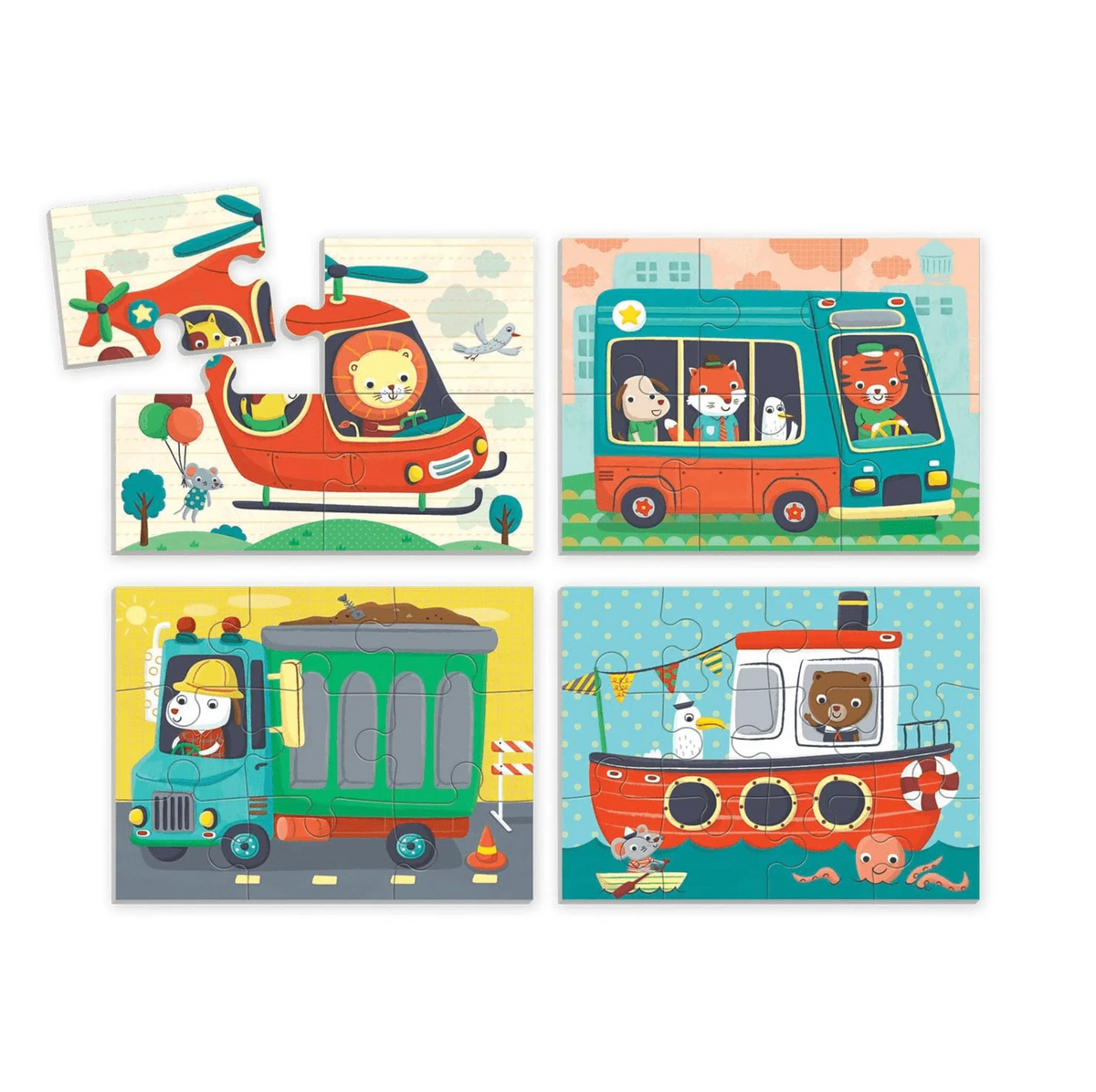 Transportation 4-in-A-Box Puzzle Set