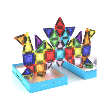 Picasso Tiles 50pc Nano Magnetic Building Tiles Construction Travel Set