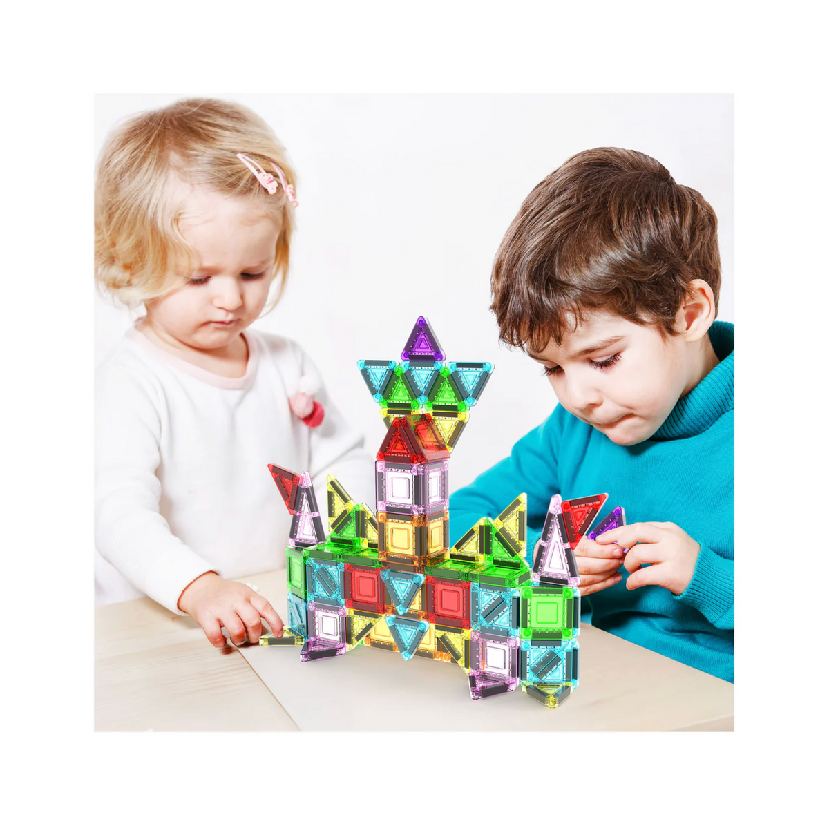 Picasso Tiles 50pc Nano Magnetic Building Tiles Construction Travel Set