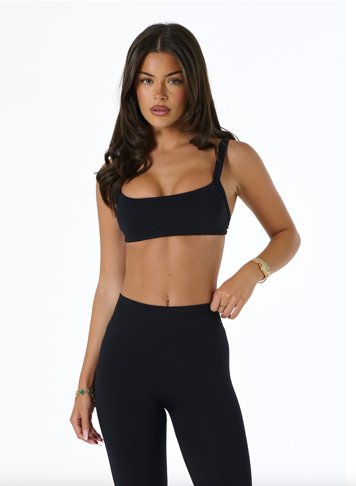 SIGNATURE STRAPPY BRA - LIQUORICE