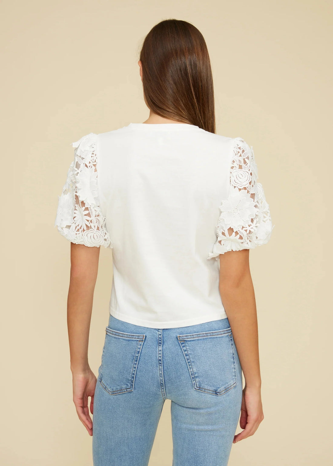 SYDNEY WHITE LACE PUFF SLEEVE TOP