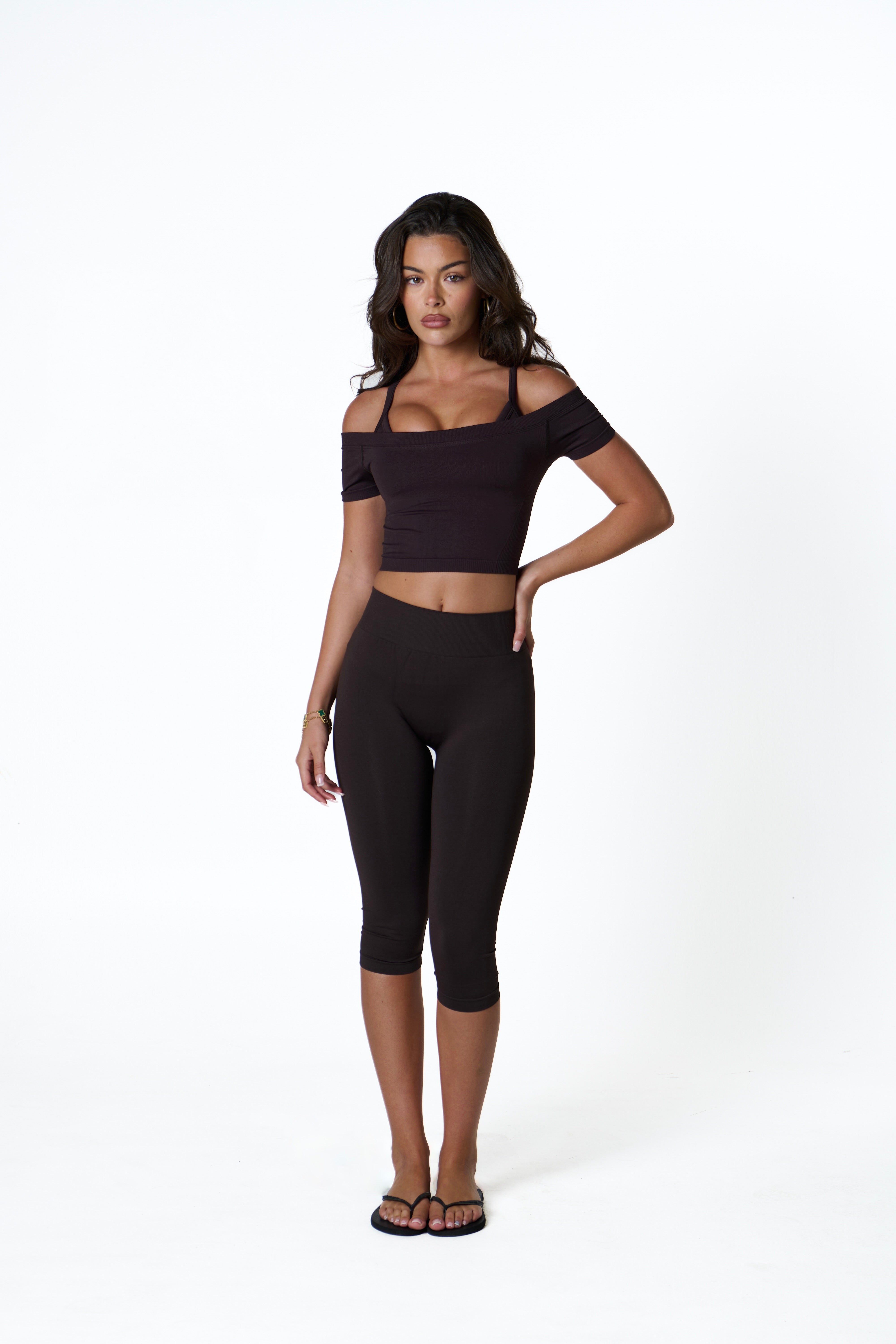 SILHOUETTE SCRUNCH CAPRIS - ESPRESSO