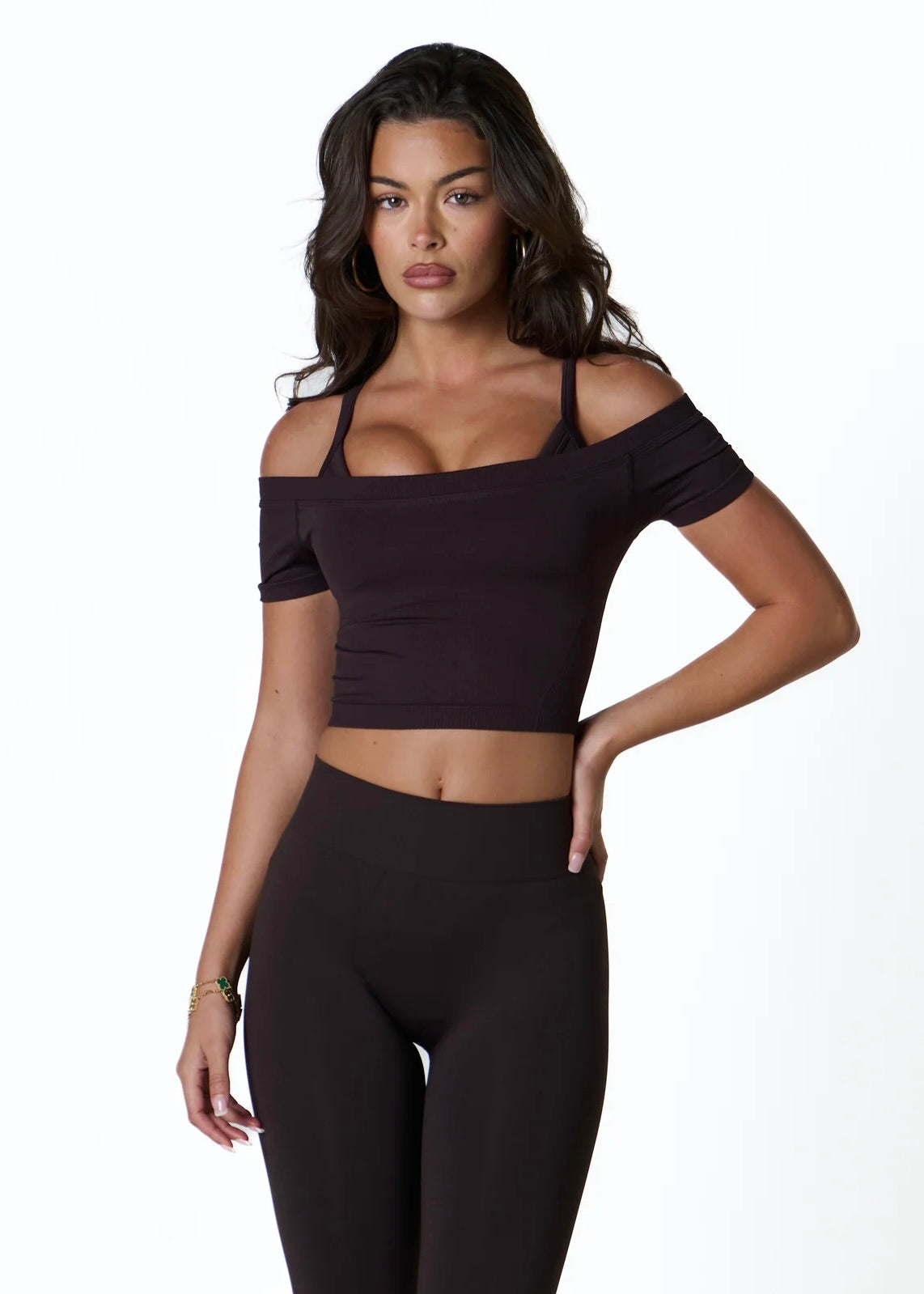 SILHOUETTE MIDI OFF SHOULDER - ESPRESSO