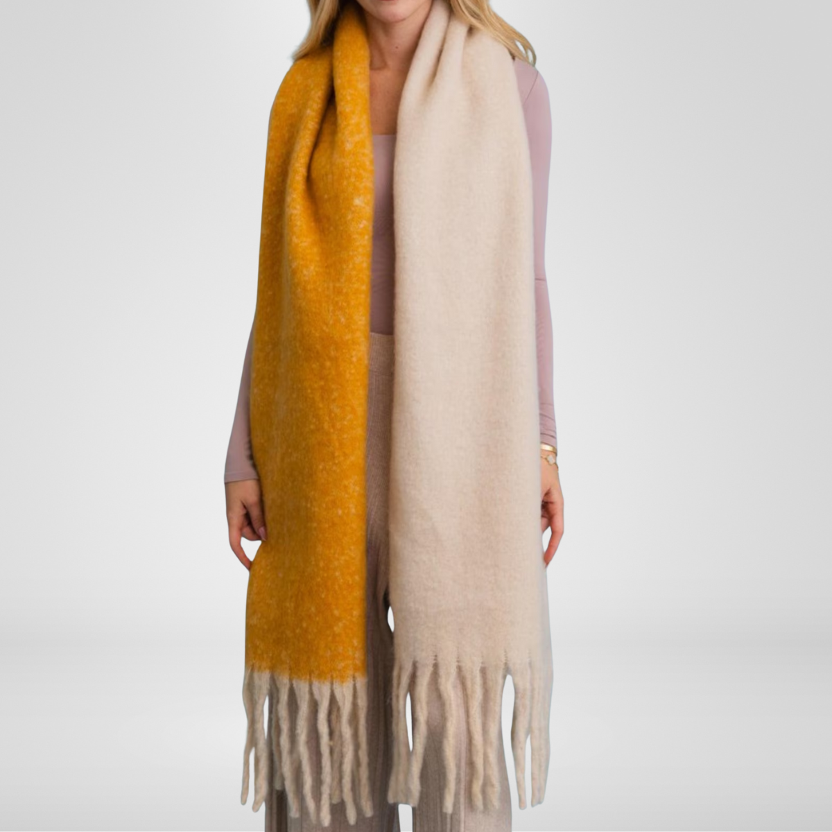 Cozy Solid Two Tone Scarf