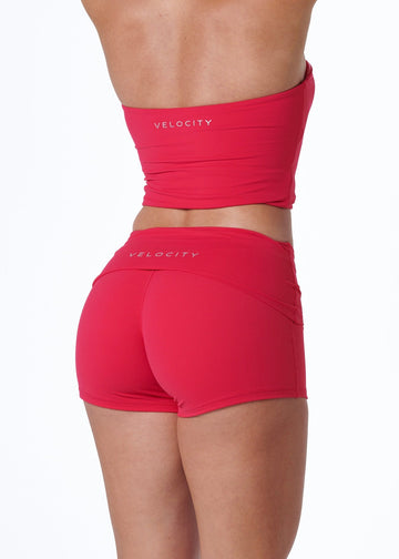FORM FOLD OVER SHORTS - CHERRY