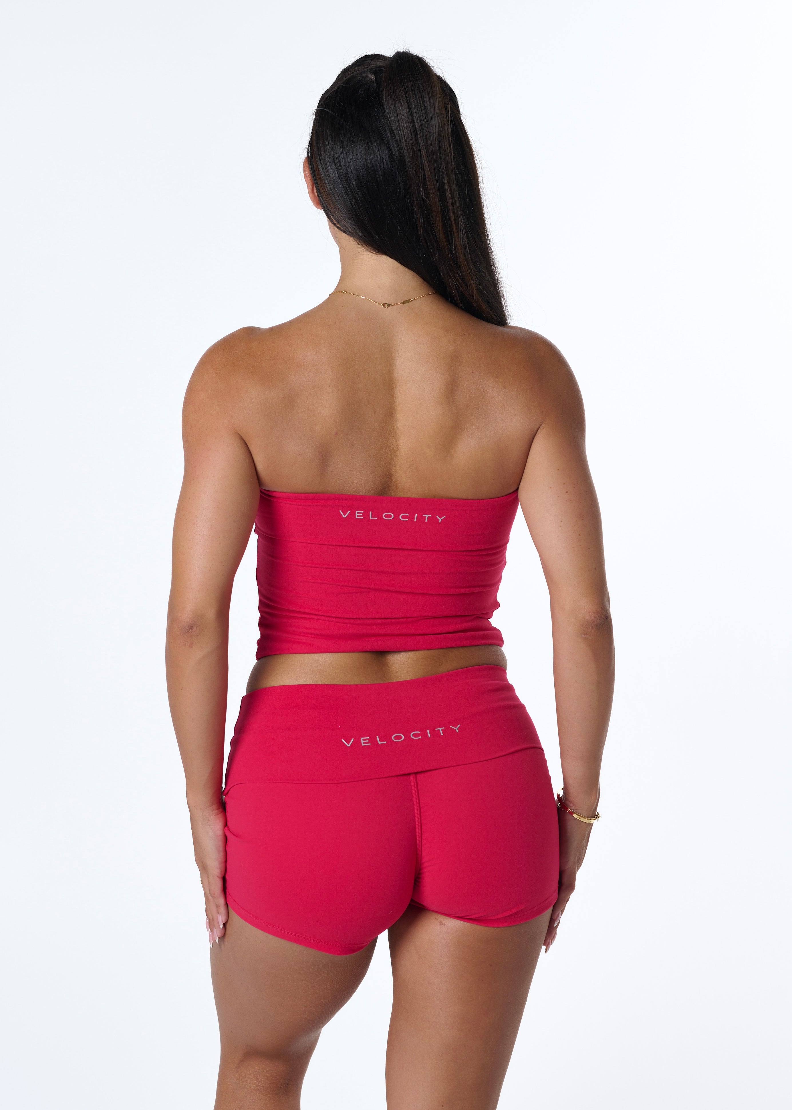 FORM FOLD OVER SHORTS - CHERRY