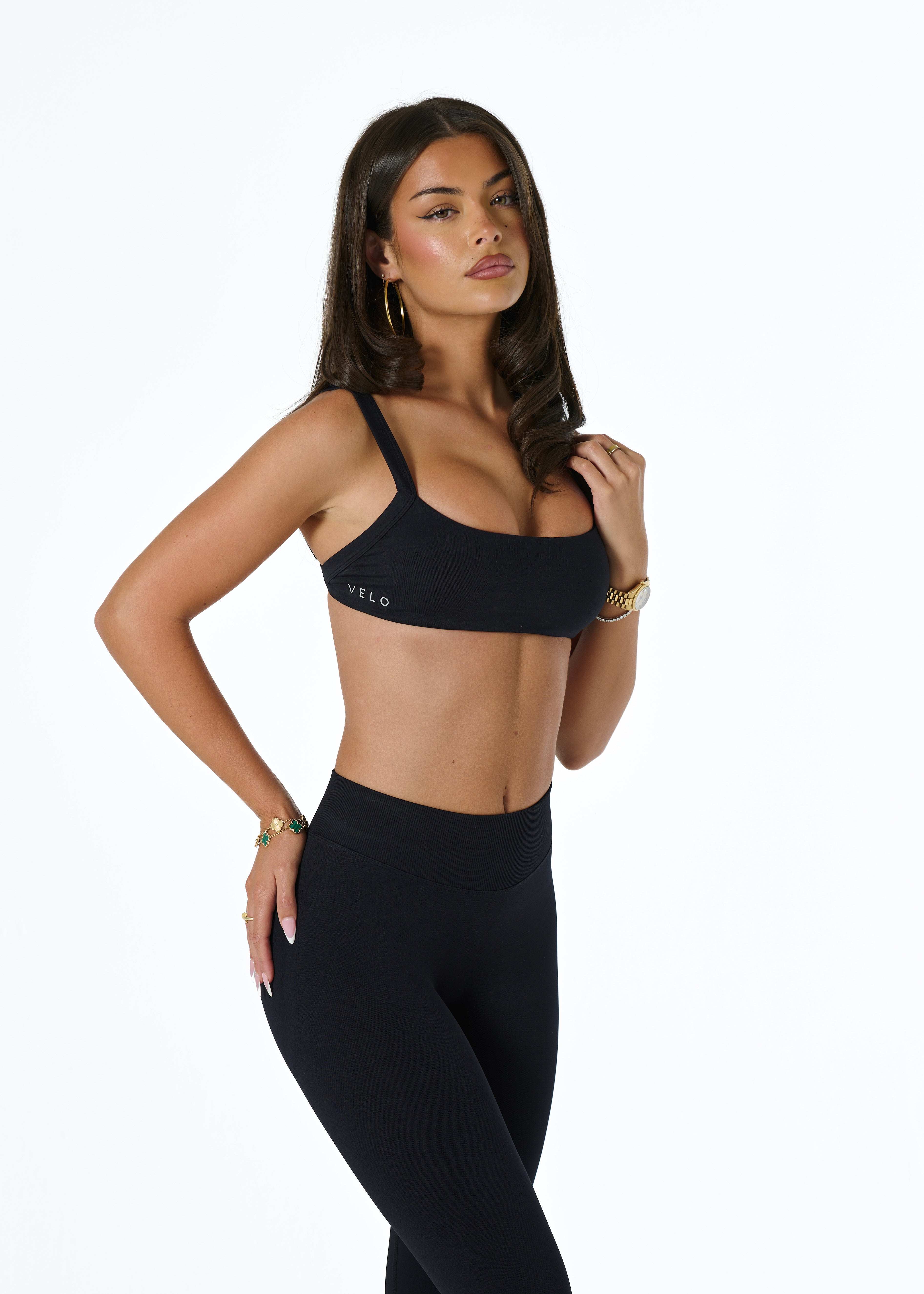 SIGNATURE STRAPPY BRA - LIQUORICE