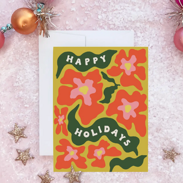 Trippy Poinsettia Holiday Greeting Card