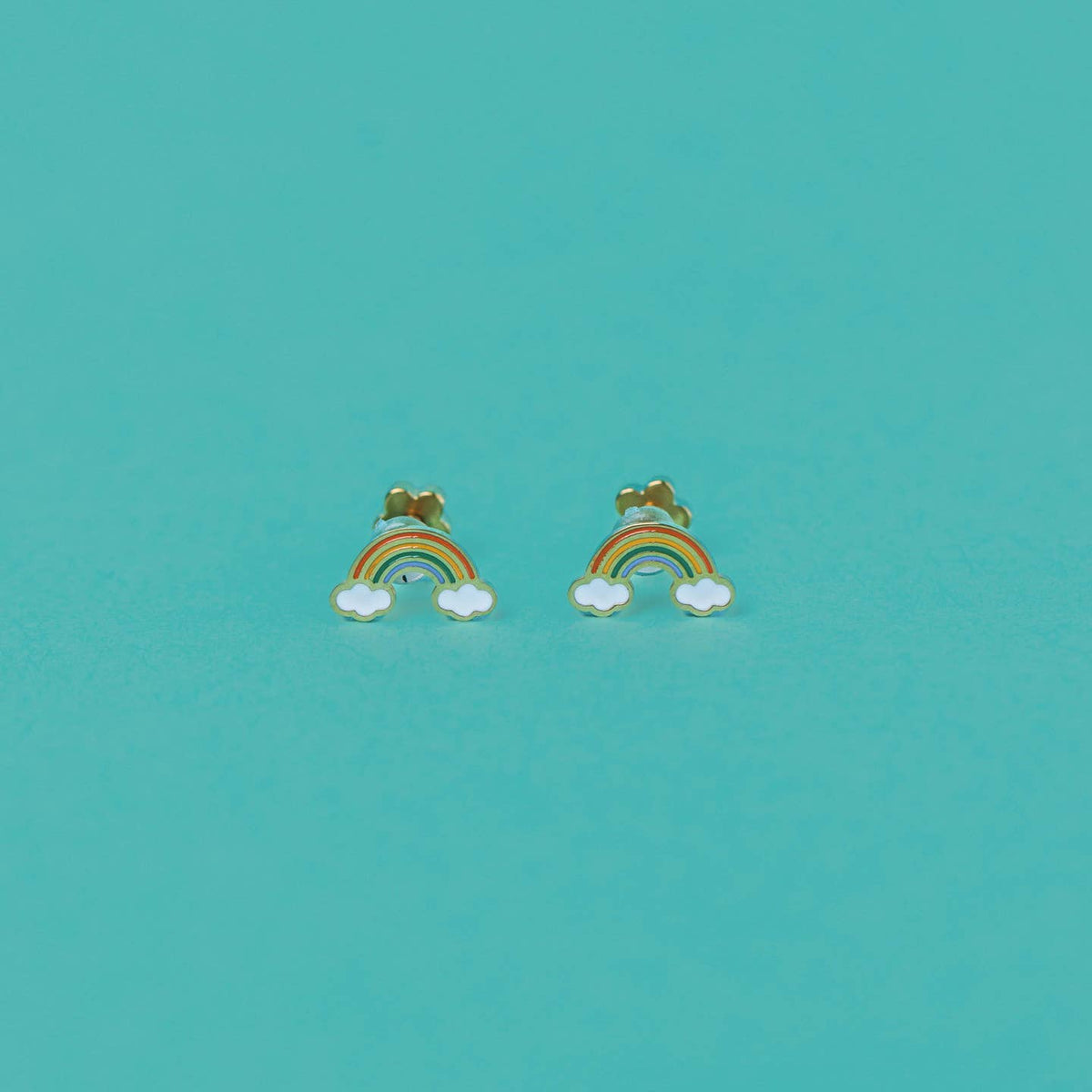 Rainbow Enamel Flat Back Kids Earrings