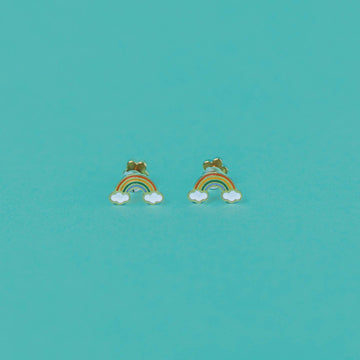 Rainbow Enamel Flat Back Kids Earrings