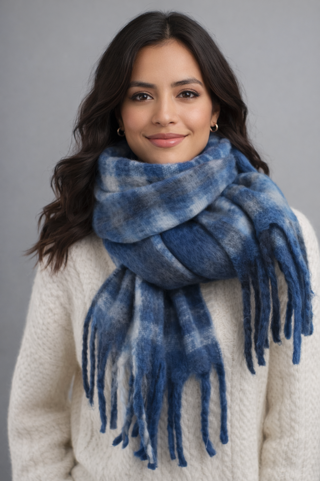Plaid Fringe Scarf