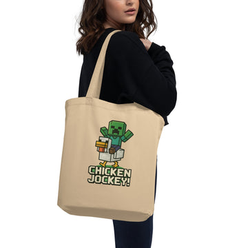 Organic Cotton Tote Pixel Art Chicken Jockey