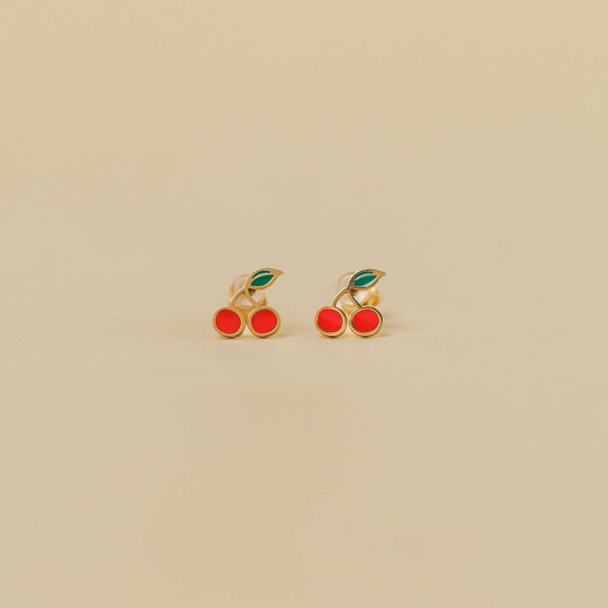 Cherry Enamel Flat Back Kids Earrings