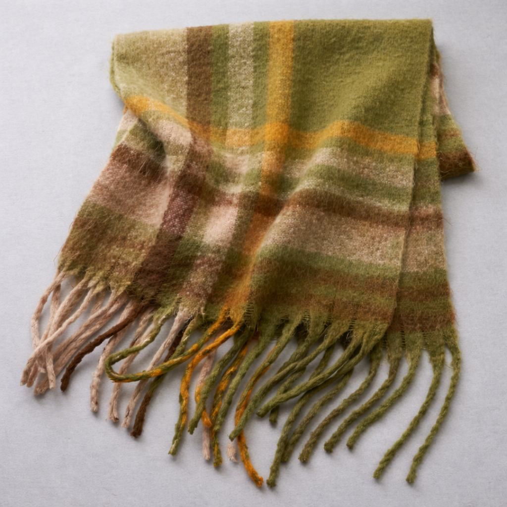 Plaid Fringe Scarf