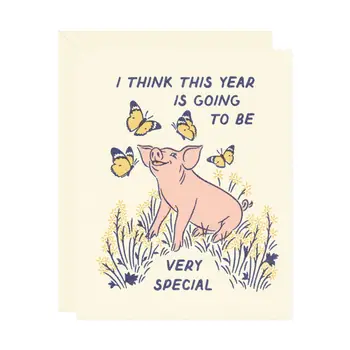 Special Pig Birthday Greeting Card