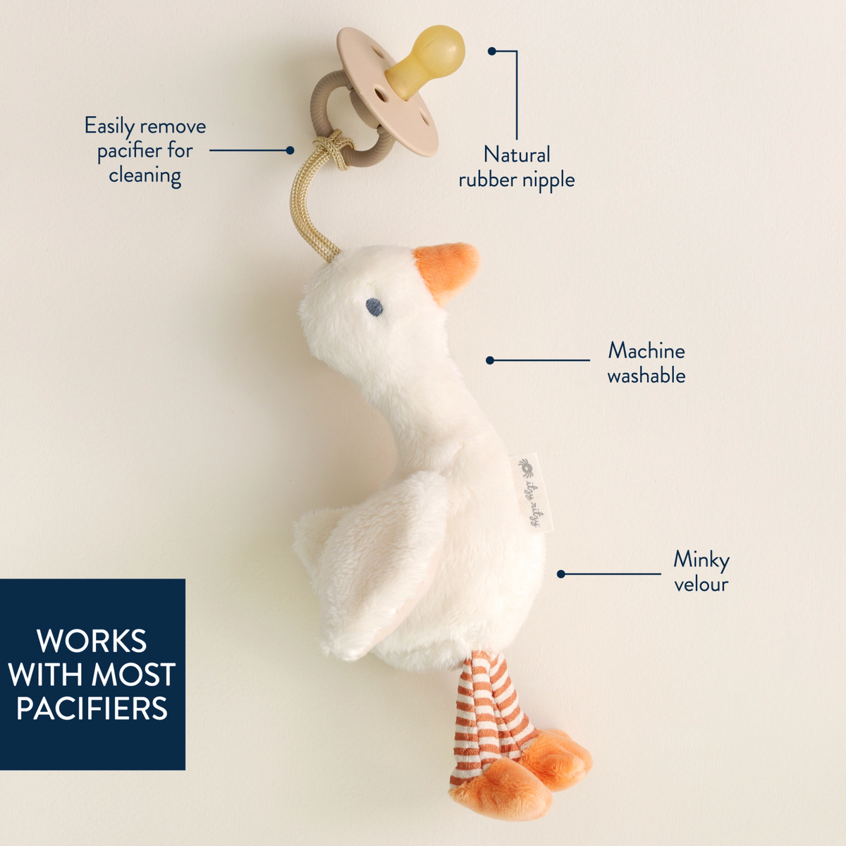 Pal Natural Rubber Pacifier & Plush Goose