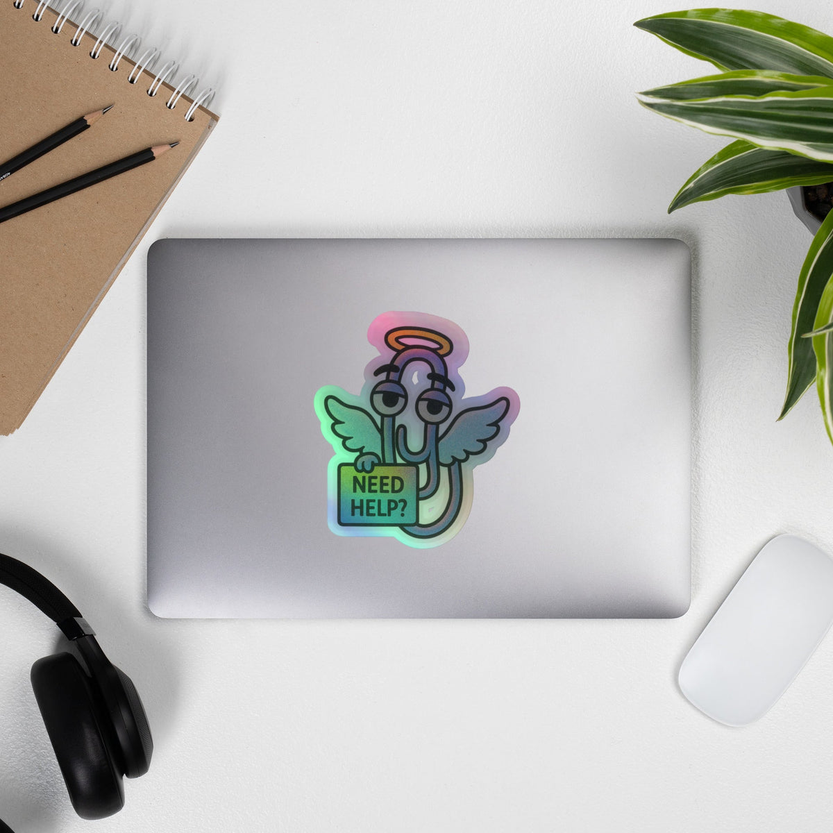 Holographic Angelish Clippy Sticker