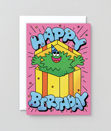 Happy Birthday Guy in Present Card