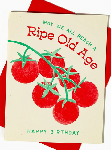 Ripe Old Age Tomato - Risograph Birthday Card