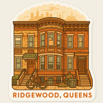 Ridgewood, Queens Rowhouse Sticker | NYC Neighborhood Vinyl Decal