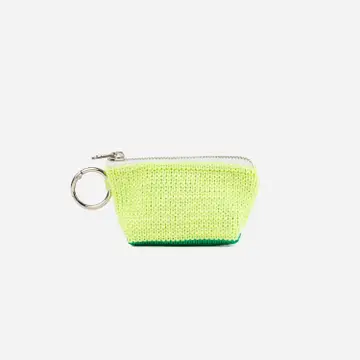 Veraloop Two-Tone Raffia Mini Keychain Pouch
