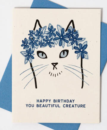 Happy Birthday You Beautiful Creature - Risograph Card