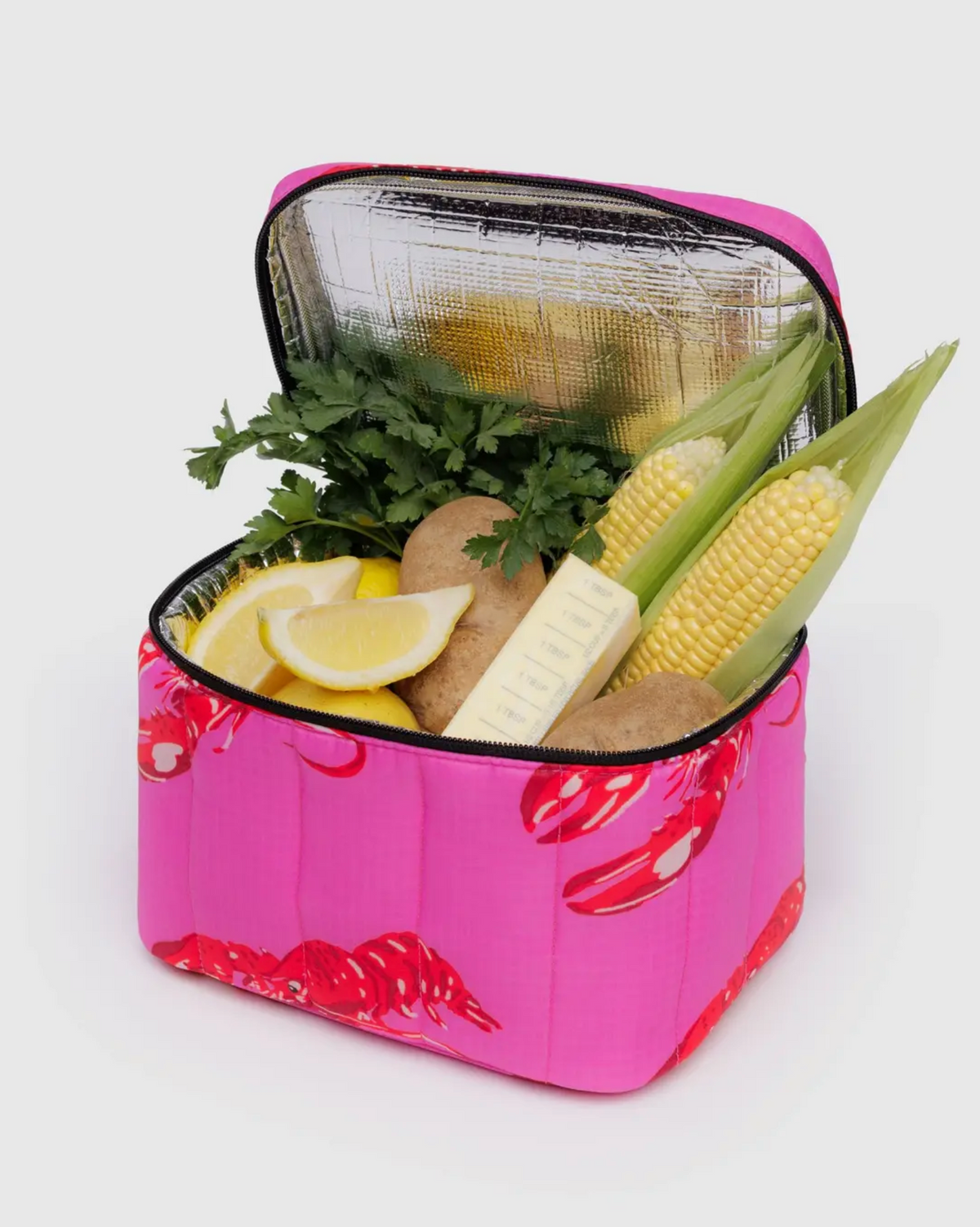 Puffy Lunch Bag Pink Lobster