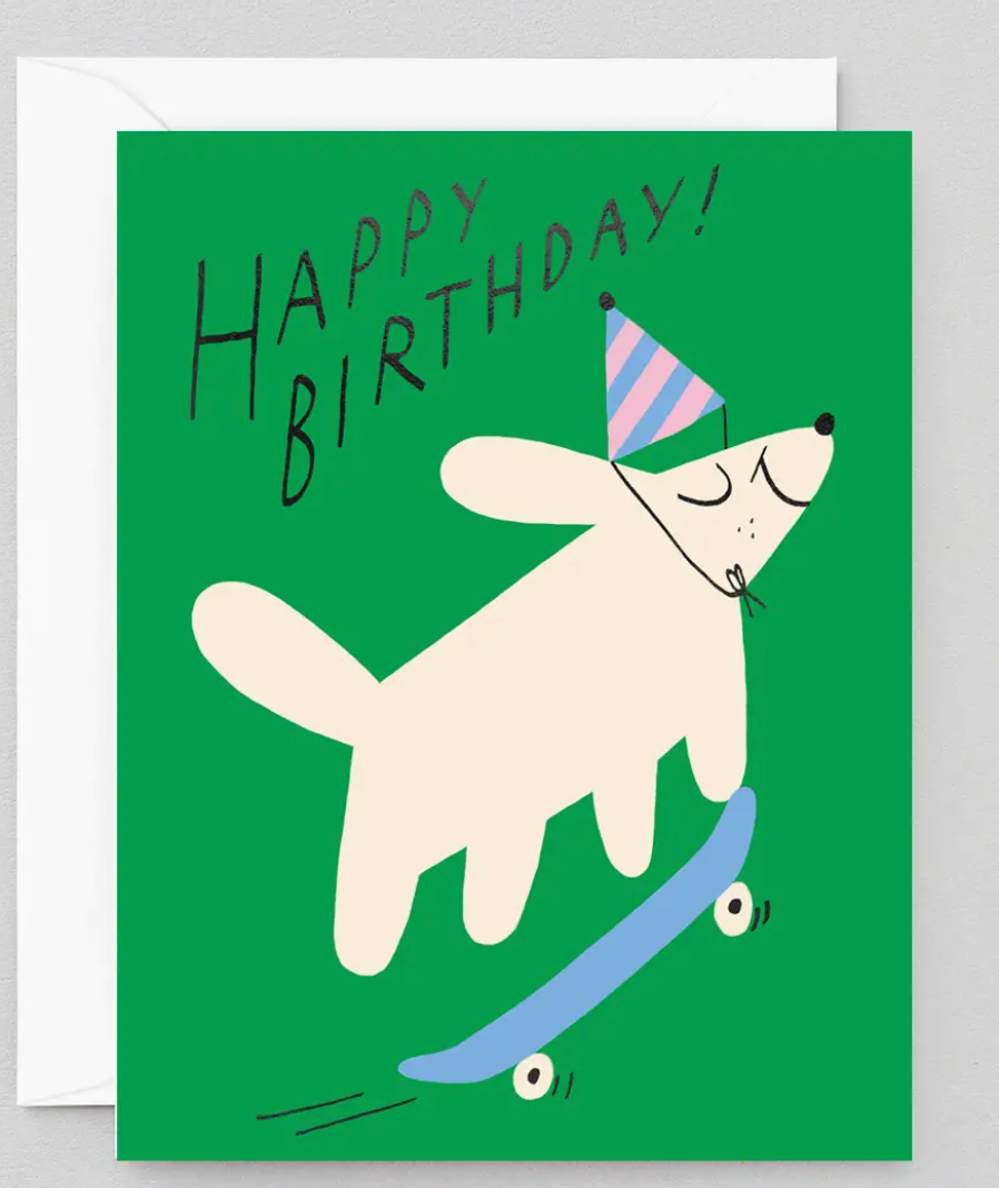 Happy Birthday Skateboard Dog Birthday Card