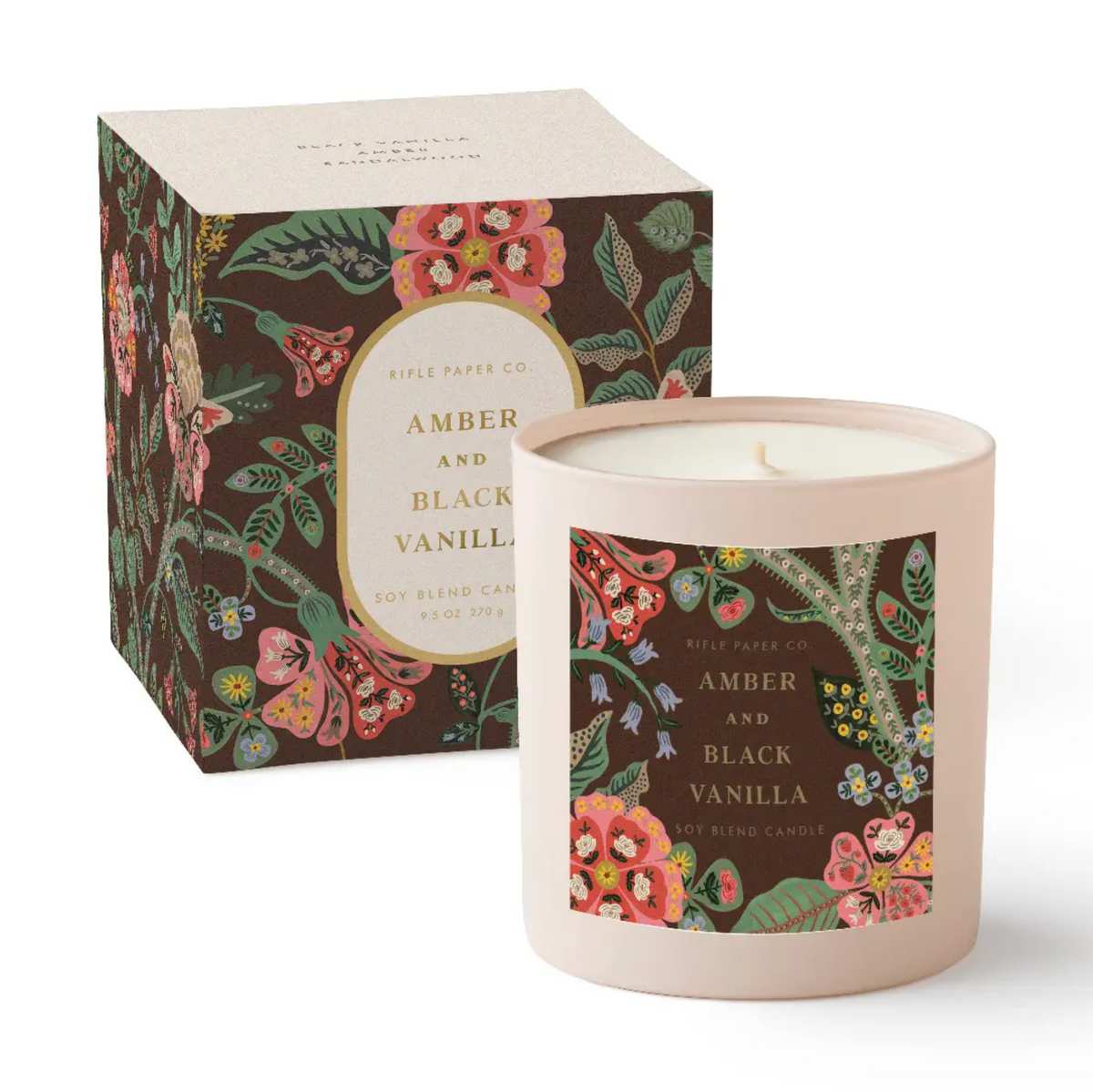 Gracie Amber and Black Vanilla 9 oz Glass Candle