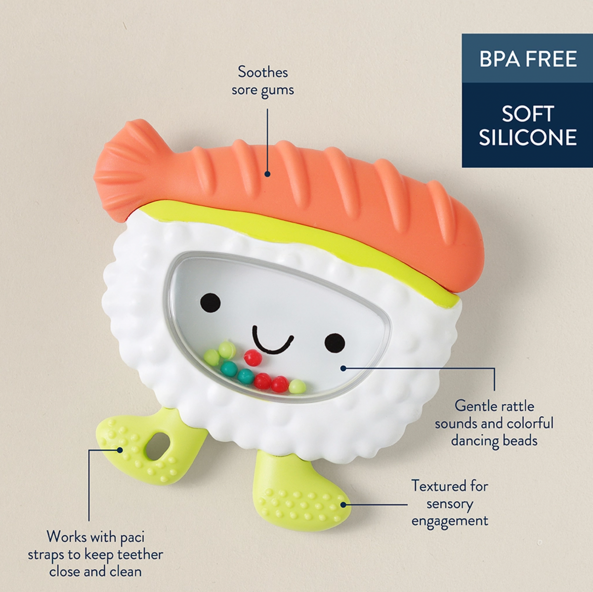Sweetie Shake Plus? - Teething + Rattle Toy Sushi