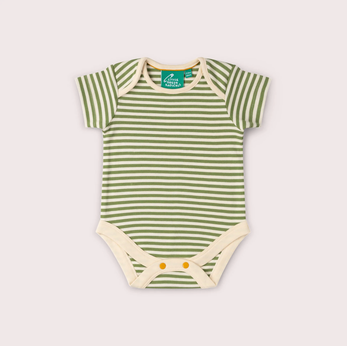 Olive Green Striped Organic Baby Bodysuit