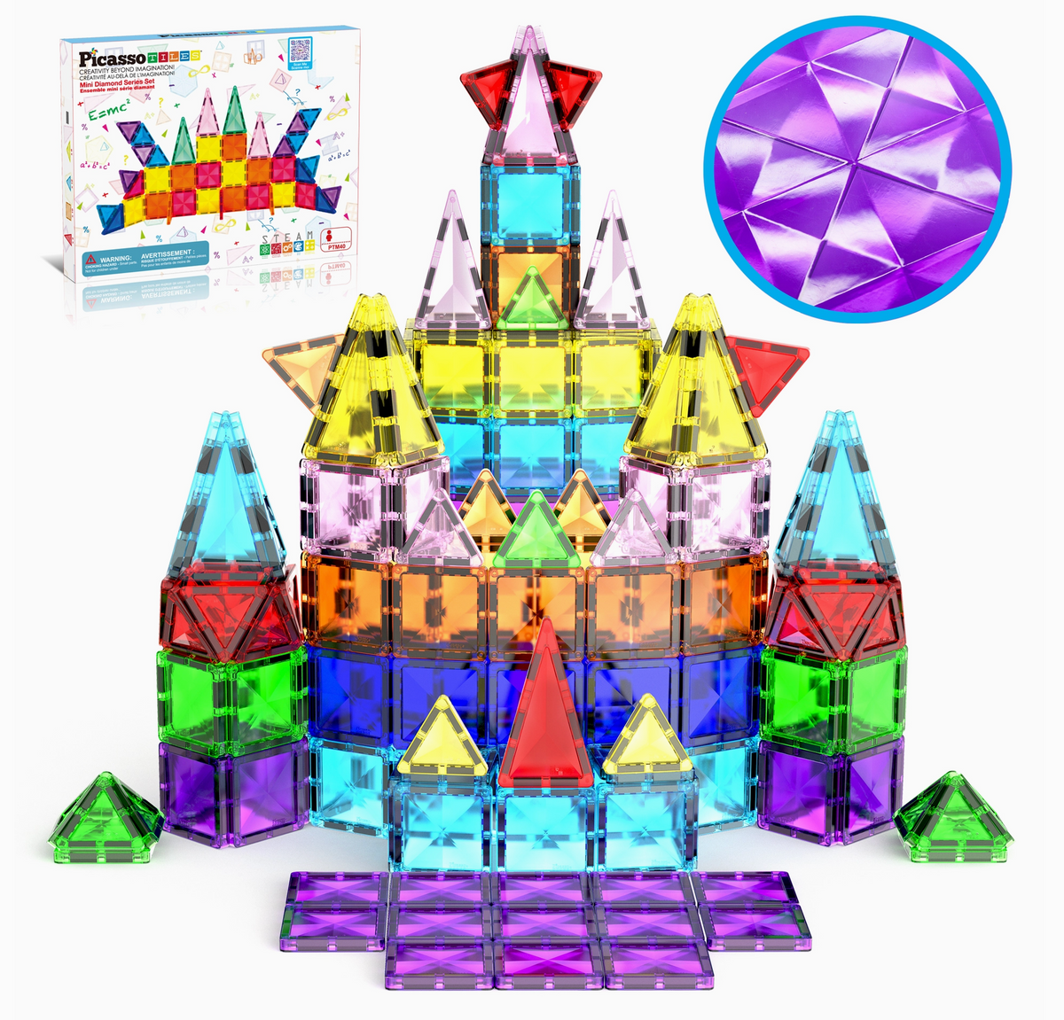 PicassoTiles 40pc Travel Size Magnetic Tile Building Set