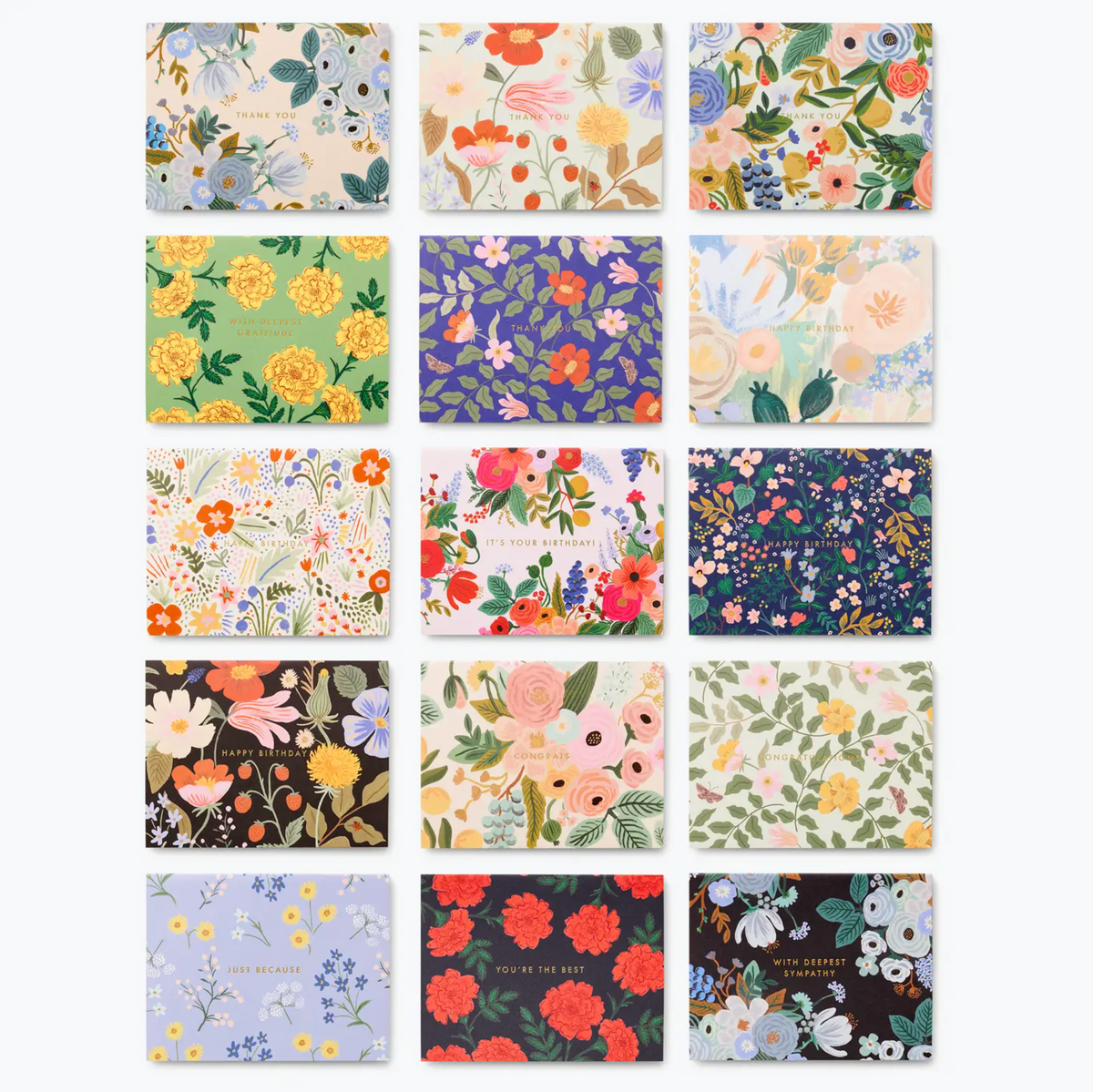 Mixed Florals Essentials Assorted Card  (Boxed set of 15)